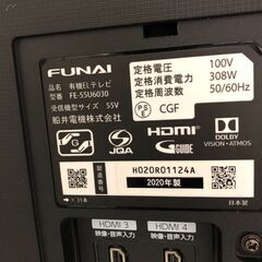 Wa963 有機ELテレビ   フナイ FE-55U6030  2020年の画像