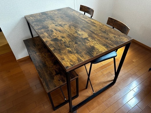 ニトリ　ダイニングテーブル4点セット　ステイン