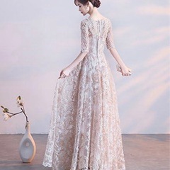 ロングドレス 袖あり 結婚式  ロング丈 カラードレス パーティードレス　Mの画像