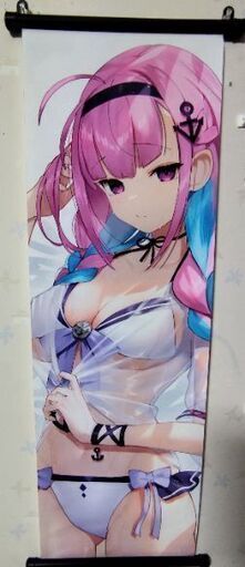 ホロライブ　湊あくあ　同人タペストリー25×75