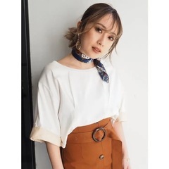 MURUA ムルーア スリーブデザインTシャツ レディース服 半袖 夏服 白の画像