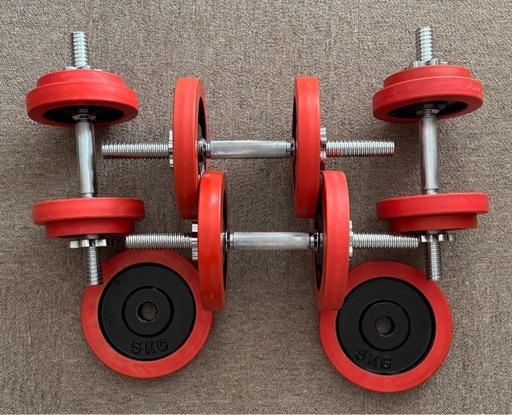商談中・筋トレ■ラバーダンベル45kgセット（シャフト4本）おまけ付き