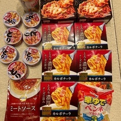 食品まとめて　　カップルヌード　ミートソース　缶詰焼き鳥　カルボ...