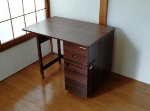 70年代 アンティーク ジャノメ ミシン台 作業机 裁縫  折り畳み式 コンパクト キャスター付き レトロ 昭和 当時物