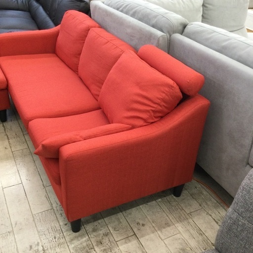 2Pソファ  オットマン付き　参考価格¥39,800円　ビタミンカラーでお部屋を明るく　　オレンジカラー　No.1002