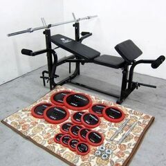 美品 現行モデル ファイティングロード/FIGHTING ROAD ホームジム キングOFベンチ＋ラバープレート100Kg+ダンベルシャフト 2本 +バーベルシャフト 1本手渡し希望/自社配送可能（配送エリアについてお問い合わせください）筋トレ・宅トレに最適の画像