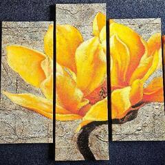 アートパネル(5パネル)  幸運を招く金色のお花の画像