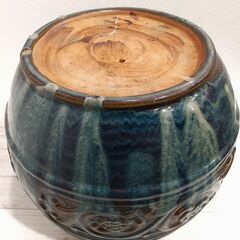 信楽焼/丸火鉢/海鼠釉/メダカ鉢/水連鉢/花手水なども/小型火鉢/手あぶり/めだか/C0DX0104の画像
