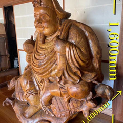 七福神 天然木置物 木彫り 大黒天＊大國天 1,000×幅1,600×高さ1,600mmの画像