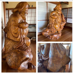 七福神 天然木置物 木彫り 大黒天＊大國天 1,000×幅1,600×高さ1,600mmの画像