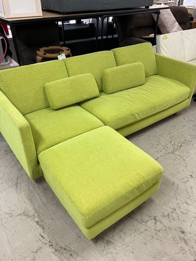 取引場所 南観音 I2410-042 3人掛けソファ オットマン付き 汚れキズあり 脚取り外し可能