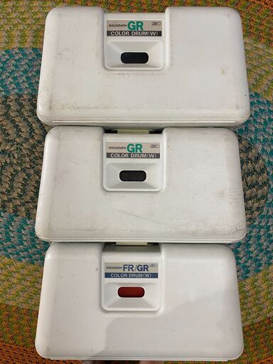 RISO 赤、茶、緑のリソーインクドラム3本