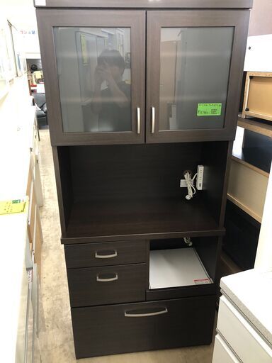 ニトリ コパン80 キッチンボード レンジボード 食器棚 レンジ台 幅80cm おしゃれ シンプル ブラウン 収納キッチン 女性が使いやすい 高さ180cm 新生活 クリーニング済 堺市 石津【ジャングルジャングルサカイ石津店】