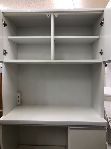 土井インテリア キッチンボード 幅89cm モイス　レンジボード 食器棚 システムキッチンボード ホワイト系 おしゃれ 大型家具 収納キッチン クリーニング済 堺市 石津【ジャングルジャングルサカイ石津店