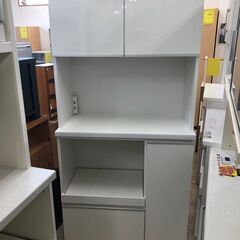 土井インテリア キッチンボード 幅89cm モイス　レンジボード 食器棚 システムキッチンボード ホワイト系 おしゃれ 大型家具 収納キッチン クリーニング済 堺市 石津【ジャングルジャングルサカイ石津店