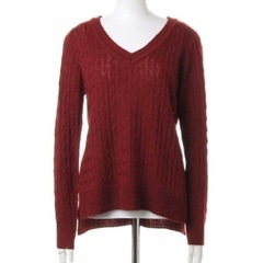  美品✨INGNI  Ｖネックサイドスリットケーブルニット　ボルドー