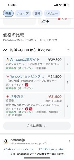 新品未使用品Panasonicフードプロセッサー