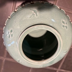 高麗青磁 網目透かし 壺 骨董品　インテリアの画像