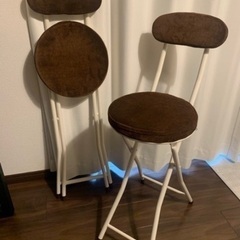 折り畳み式カウンターチェア２脚　ハイチェア　