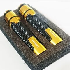 ロゴ入り CNCアルミ ラバーグリップ ハンドル バーエンド 一体型の画像