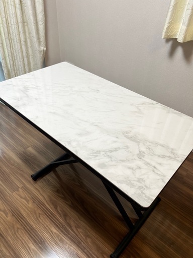 【定価76800円】昇降式テーブル「グラナダ」セラミック天板 ホワイトクオーツ色 定価76800円】昇降式テーブル「グラナダ」セラミック天板 ホワイト