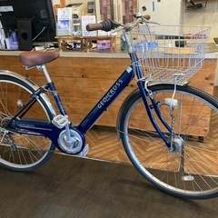 【前後タイヤ・チューブ新品！】LEDオートライト　6段変速　27インチ自転車　ブルー 前後タイヤ・チューブ新品！ 】LEDオートライト 6段変速 27インチ