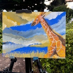 キリン　キャンバス　絵　アート