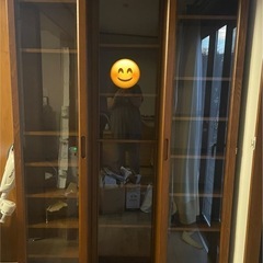 週末処分します！スライド式本棚 ガラス扉 可動式