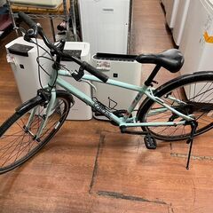 自転車　No.1405　クロスバイク　水色　7段切替　ブリジスト...