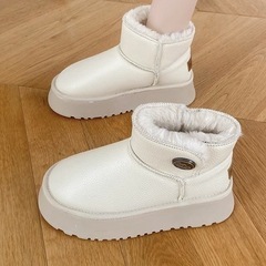 【新品】レディース 厚底 ショートブーツ PU防寒 スノーブーツ ファー 暖かい 滑り止めソールの画像