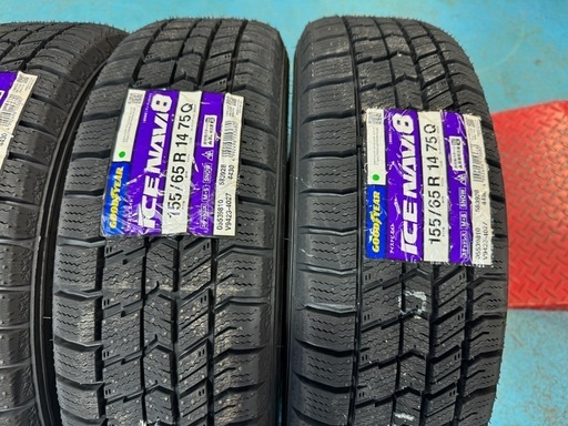 新品スタッドレスセット バルミナ 14インチ 4.5j +45 グッドイヤー アイスナビ8 155/65R14 2024年 バランス調整済み送料無料