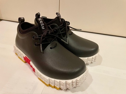【24センチ】黒 レインシューズ ミッドカット ブロック 箱無し