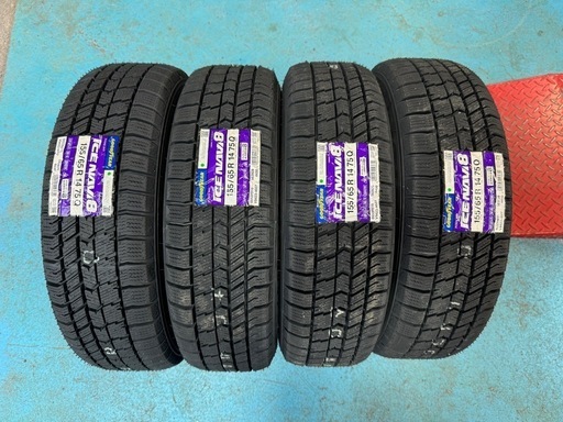 新品スタッドレスセット シュナイダー 14インチ 4.5j +43 グッドイヤー アイスナビ8 155/65R14 2024年 バランス調整済み送料無料
