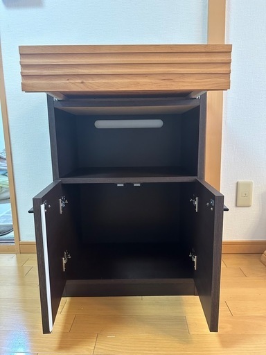 美品　ガルト　FE FAXボード　木製チェスト　ラック　電話台　引き出し+ひらき