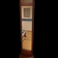 昭和レトロな木製フレーム　等身大　鏡  姿鏡　姿見