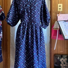 手作り　かすり模様のチュニックワンピ　ゆったりサイズの画像