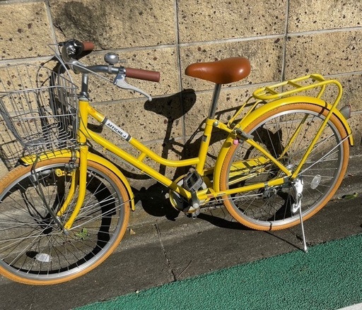 自転車 ママチャリ 24インチ 6段変速 鍵、ライト付き 子供用 キッズ