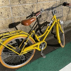 自転車 ママチャリ 24インチ 6段変速 鍵、ライト付き 子供用 キッズ の画像