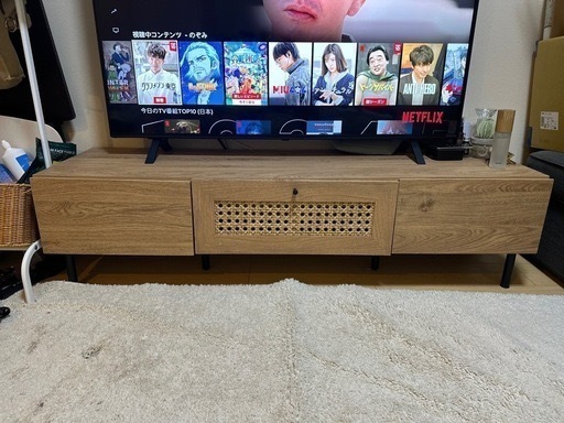 《LOWYA_テレビボード幅140cm》ラタン調