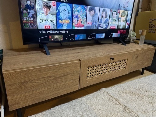 《LOWYA_テレビボード幅140cm》ラタン調