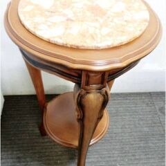 猫脚　サイドテーブル　花台　電話台　フラワースタンド　石天板　イ...
