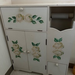 (中古)アンティーク調　トイレ収納棚　