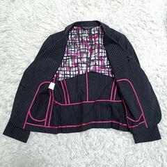 ポールスミス テーラードジャケット シングル 背抜き ストライプ柄 黒色 42 XL レディースの画像