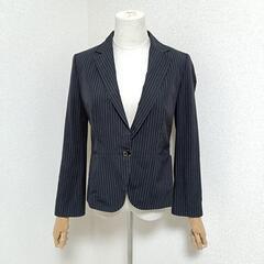 ポールスミス テーラードジャケット シングル 背抜き ストライプ柄 黒色 42 XL レディースの画像