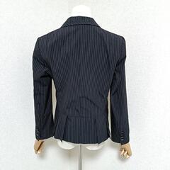 ポールスミス テーラードジャケット シングル 背抜き ストライプ柄 黒色 42 XL レディースの画像