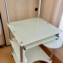 ガラス製　パソコンラック(収納)