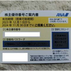 ANA株主優待券 ２枚（その１）有効期限：2024年11月30日まで