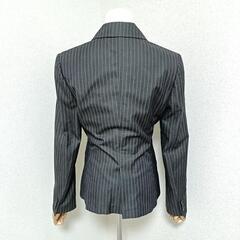 ポールスミスブラック テーラードジャケット ブレザー シングル 背抜き ストライプ 42 XL レディースの画像