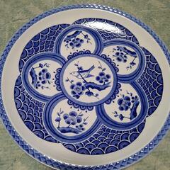 陶製　梅＆うぐいす鶯絵　直径約30cm　大皿1枚