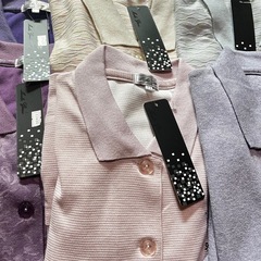 新品 B格品 婦人シニア 長袖・七分袖 前開きポロシャツ 6点セット フリーサイズの画像